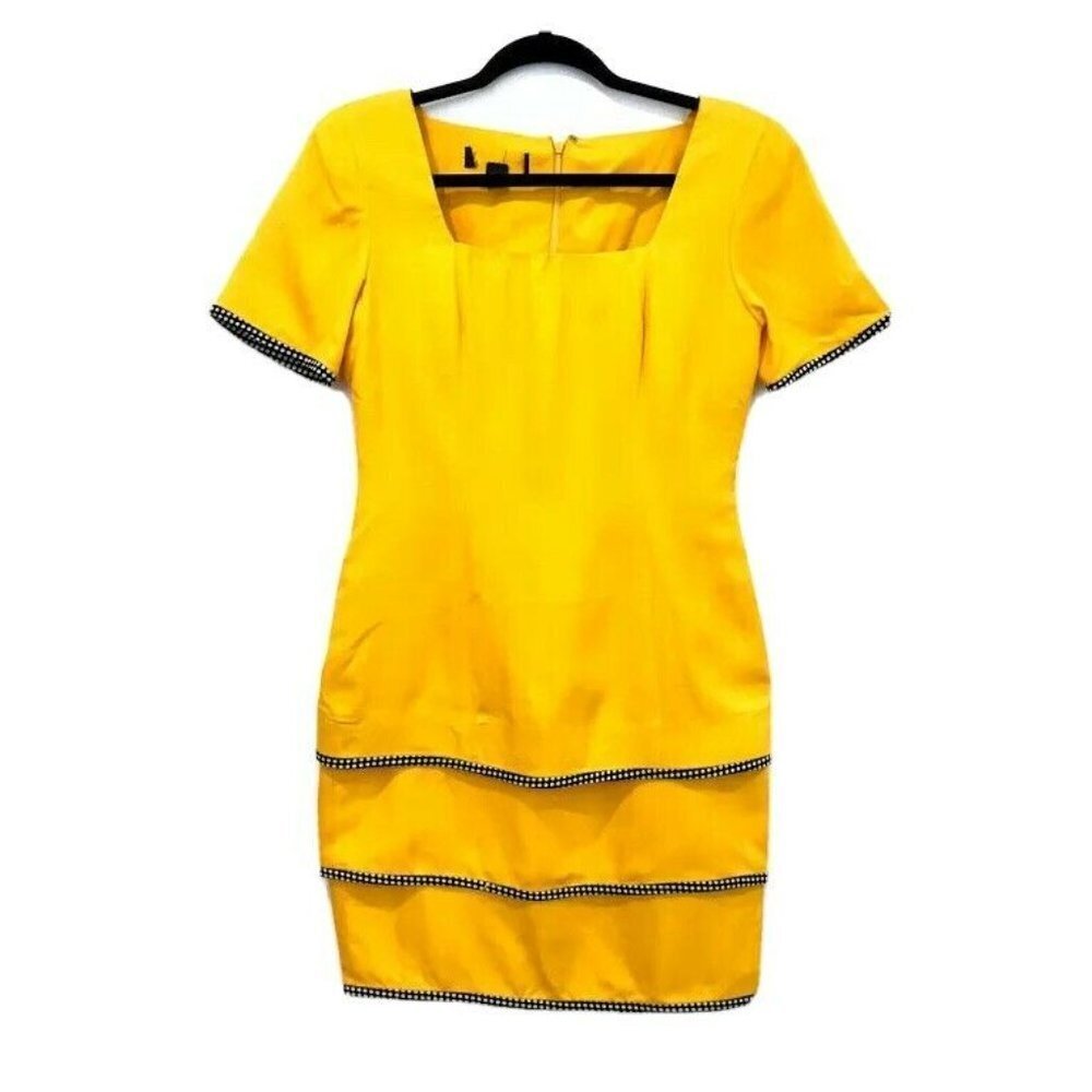 Vintage Gillian 4 Raw Silk Yellow Tiered Dress